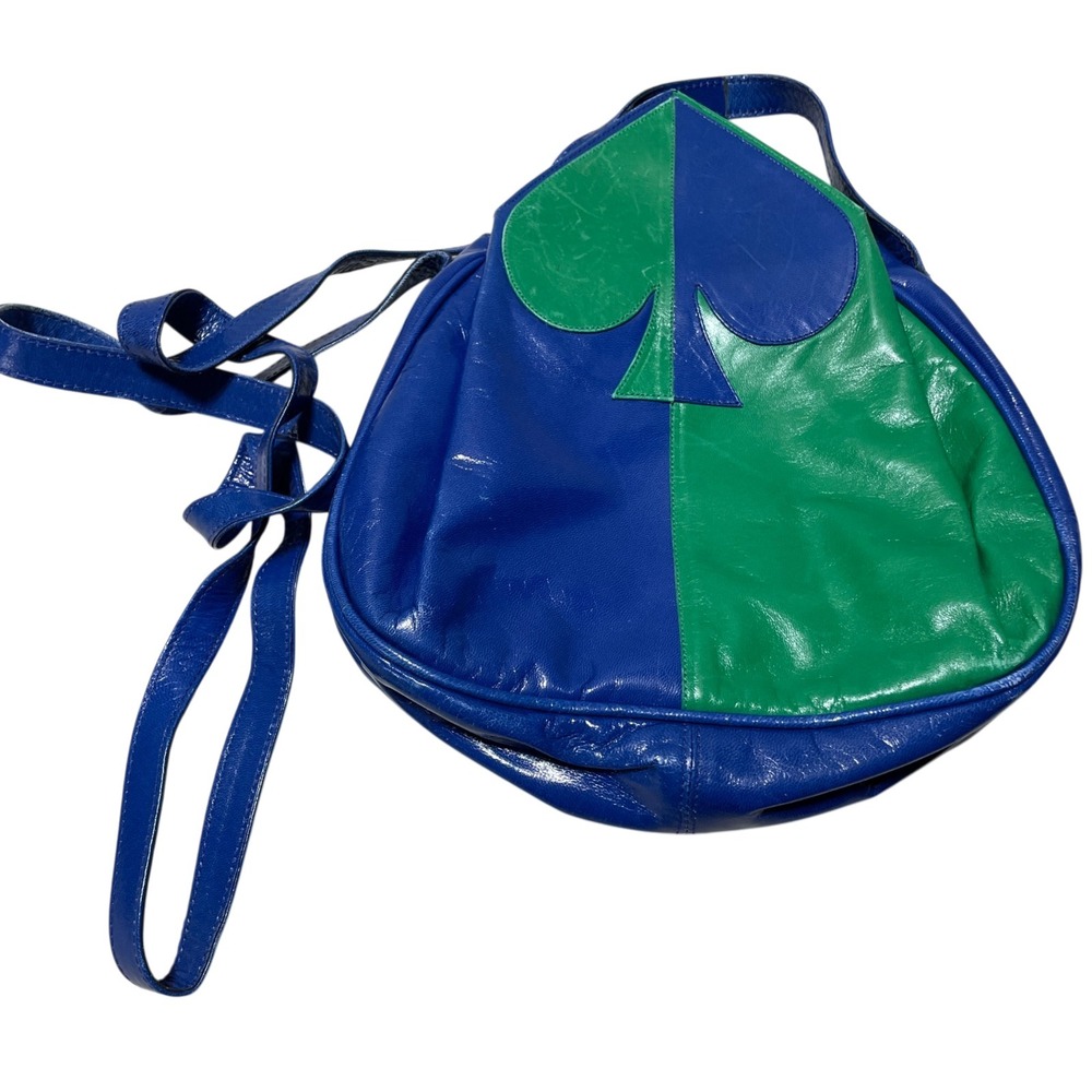 Stuart Weitzman Blue Green Vintage Purse Spade Clubs Leather